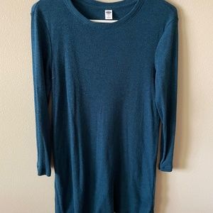 Old Navy Ribbed Teal Tunic With Side Slits Size Medium